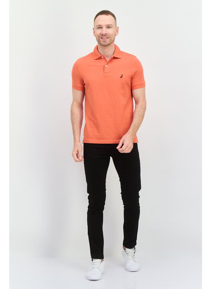 NAUTICA Men Slim Fit Short Sleeve Embroidered Logo Polo, Rust  - Image 4