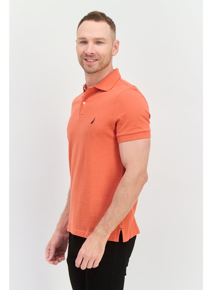 NAUTICA Men Slim Fit Short Sleeve Embroidered Logo Polo, Rust  - Image 2