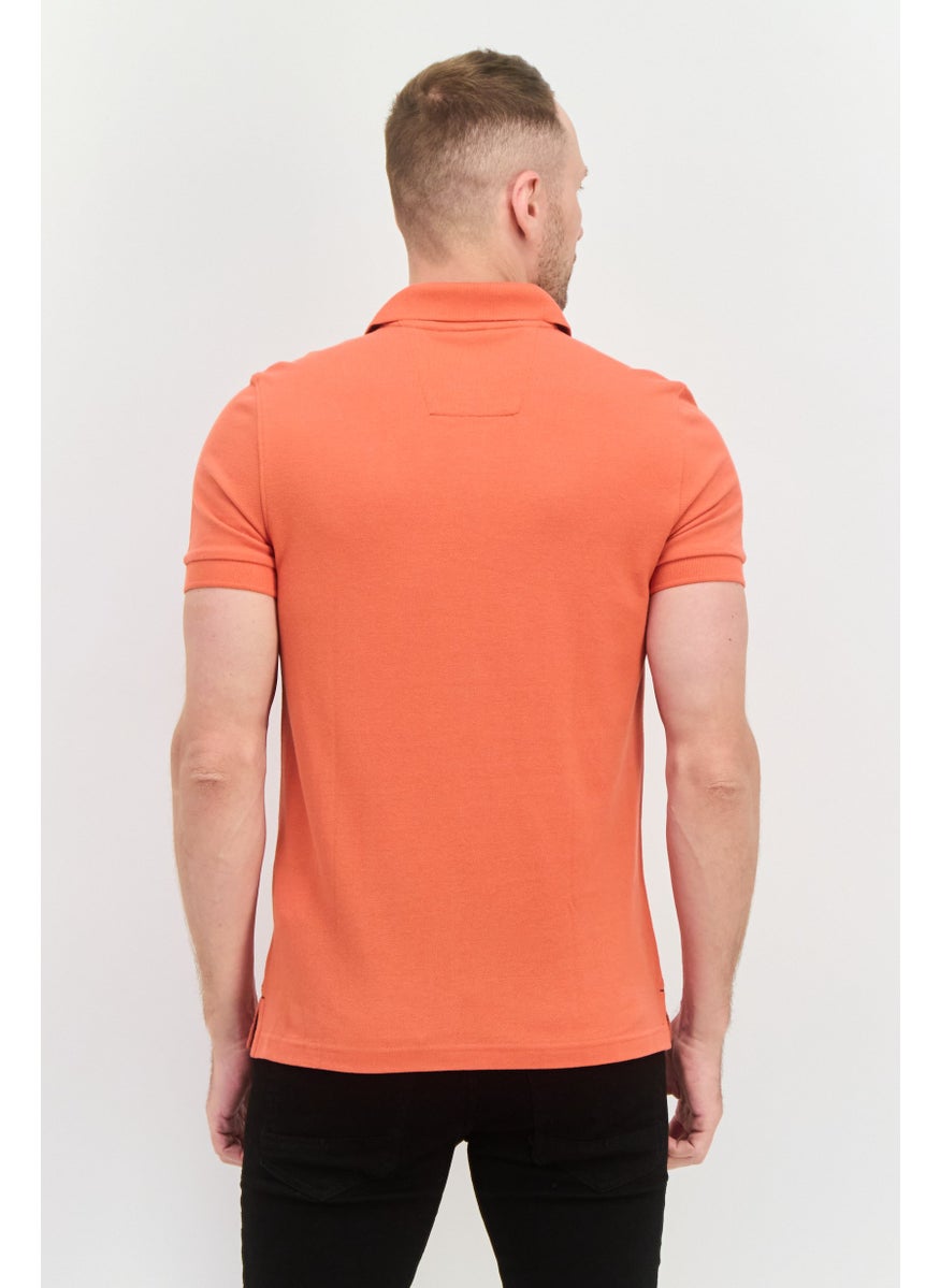 NAUTICA Men Slim Fit Short Sleeve Embroidered Logo Polo, Rust  - Image 3