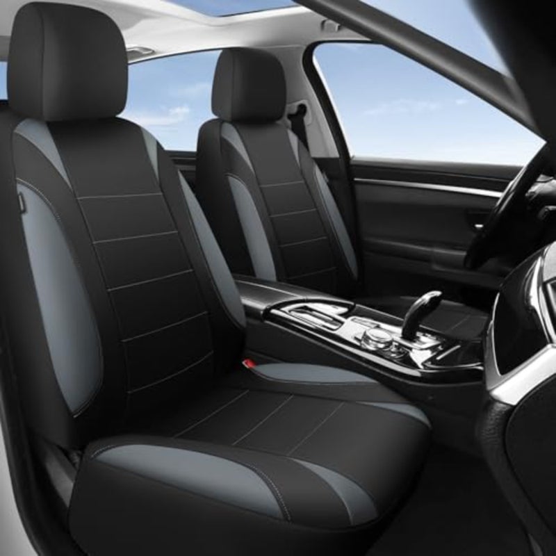 Waterproof Car Seat Covers Front Seats Only with 5mm Composite EVA, Neoprene Car Seat Cover with Separate Headrest Cover, Quick Setup Universal Fit for Car SUV Trucks, Airbag Compatible Gray - Image 2
