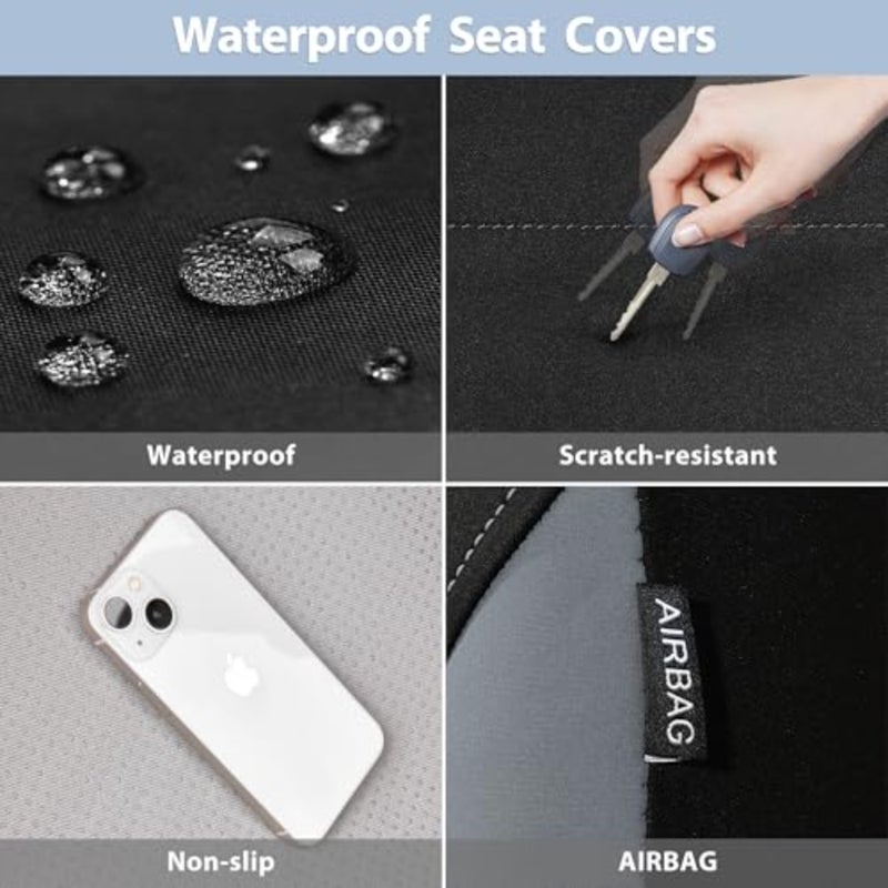 Waterproof Car Seat Covers Front Seats Only with 5mm Composite EVA, Neoprene Car Seat Cover with Separate Headrest Cover, Quick Setup Universal Fit for Car SUV Trucks, Airbag Compatible Gray - Image 5