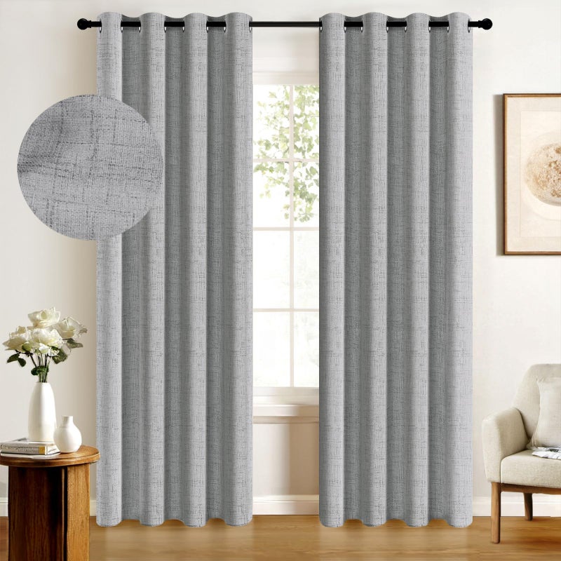 100 Blackout Shield Curtains Dark Gray 50W x 108L 2 Panels Grommet Top Thermal Insulated Full Light Blackout Curtains for BedroomLiving Room