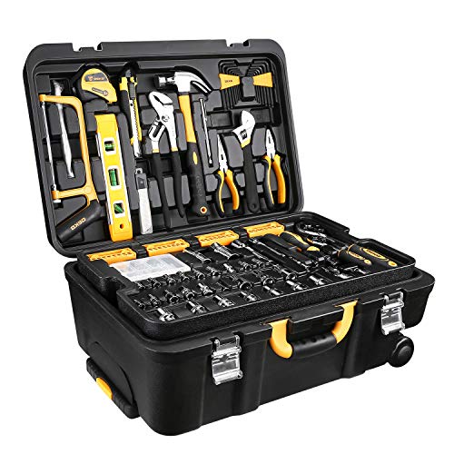 DEKOPRO 258 Piece Tool Kit with Rolling Tool Box Socket Wrench Hand Tool Set Mechanic Case Trolley Portable - Image 2
