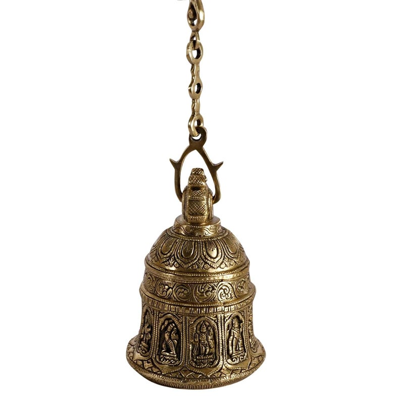 Kartique Kartique Brass Dashavatar Wall Hanging Bell Gold Color Height 8.5 Inch  - Image 2