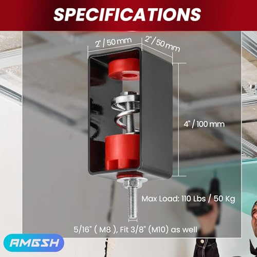 AMGSH Ceiling Vibration Damping Mounts, 8 Pack Spring Vibration Isolator Hangers, 110Lb Capacity, 1.2” Deflection Ceiling Spring Vibration Isolator for A/C Air Handler Home Theaters, Studios, Hotels - Image 2