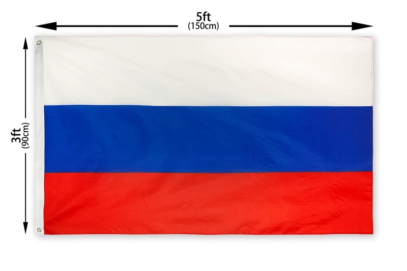 DANF FLAG DANF Russia Flag 3x5 Ft Thick Polyester, Fade Resistant, Brass Grommets, Canvas Header, Double Sided Russian National Flags 3x5 Feet - Image 2