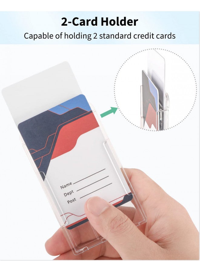 Pawfly Pawfly Vertical 2-Card Badge Holder with Thumb Slot Hard Transparent PC Case Protector for Office School IDs Credit Cards Drivers Licenses and Passes, 5 Pack  - Image 2