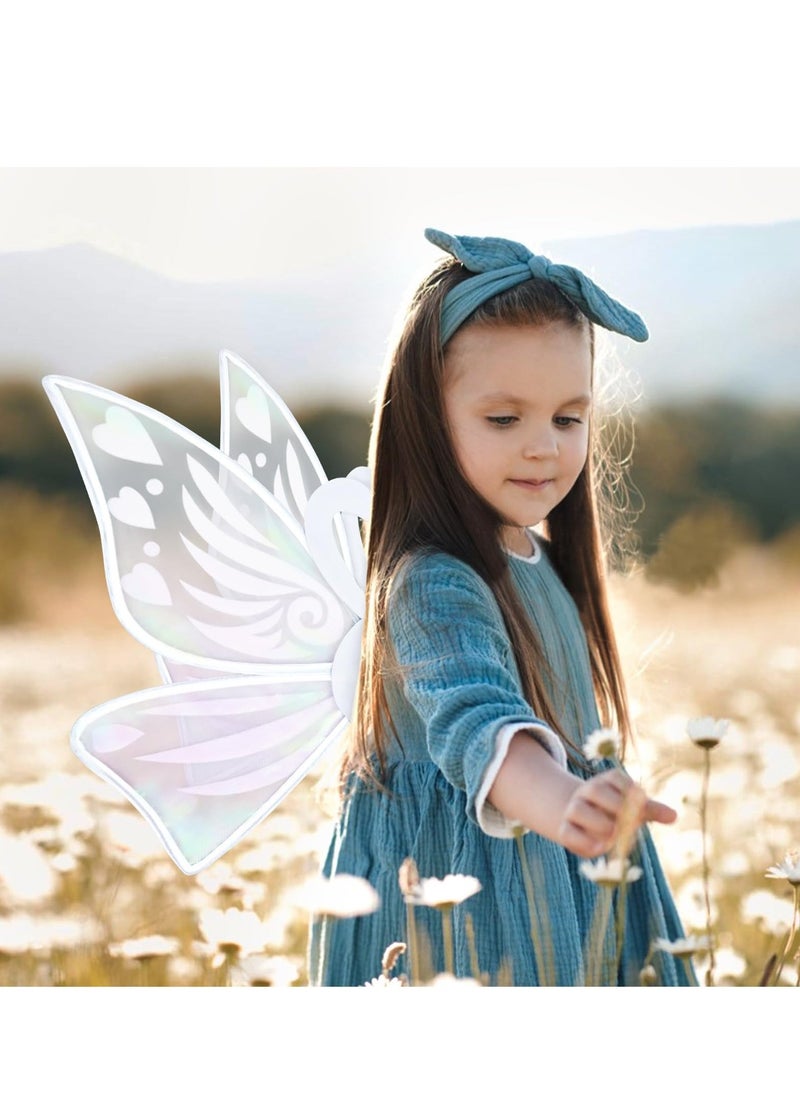 Fairy Wings White Fairy Wings for Women Girl and Kids with Fairy Wand Butterfly Wings Wand Fairy Princess Costume Accessories Princess Set for Cosplay Dress up Birthday Party - Image 3