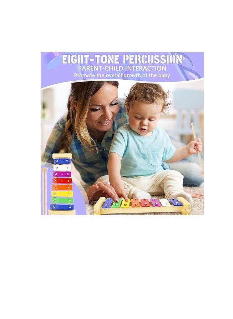 Banti Baby Xylophone Musical Instrument 1 Year Plus Wooden Musical Toys Glockenspiel with 2 Xylophone Wand 8 Keys Xylophones Professional Musical Toy for Adults Children Baby  - Image 2