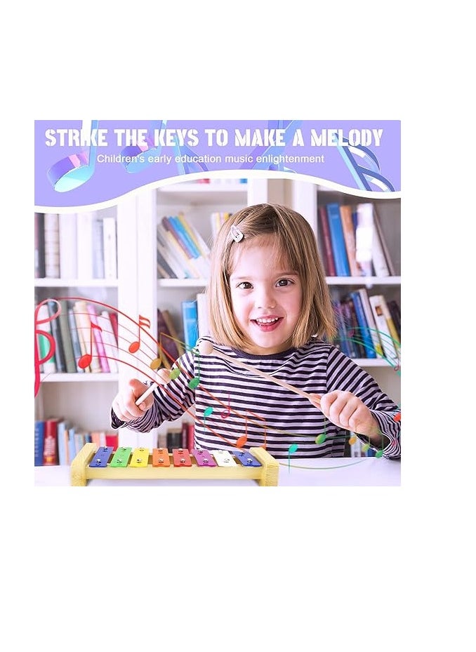 Banti Baby Xylophone Musical Instrument 1 Year Plus Wooden Musical Toys Glockenspiel with 2 Xylophone Wand 8 Keys Xylophones Professional Musical Toy for Adults Children Baby  - Image 3