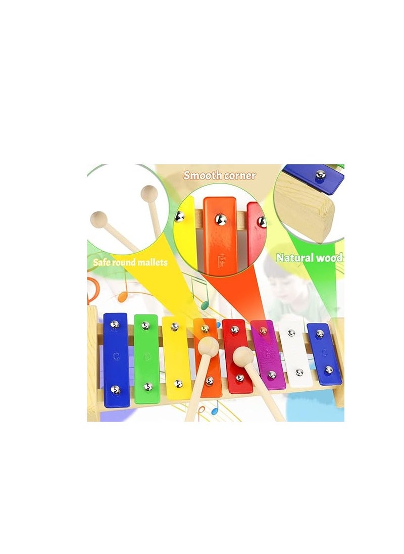 Banti Baby Xylophone Musical Instrument 1 Year Plus Wooden Musical Toys Glockenspiel with 2 Xylophone Wand 8 Keys Xylophones Professional Musical Toy for Adults Children Baby  - Image 5