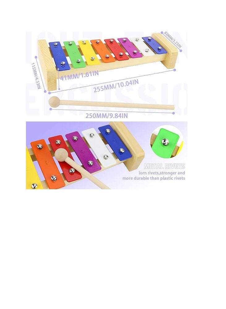 Banti Baby Xylophone Musical Instrument 1 Year Plus Wooden Musical Toys Glockenspiel with 2 Xylophone Wand 8 Keys Xylophones Professional Musical Toy for Adults Children Baby  - Image 4