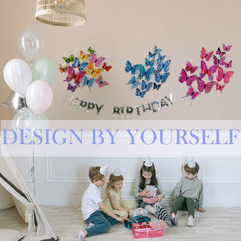 OPSEAM Butterfly Wall Decor 24/48 PCS, 3D Butterflies Stickers for Party Decorations with Magnets(Blue, 24) - Image 3