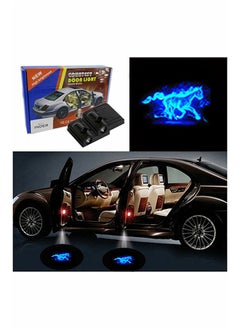 NIBEMINENT 2-Piece LED Car Door Blue Horse Logo Projector Shadow Light Set  - Image 2