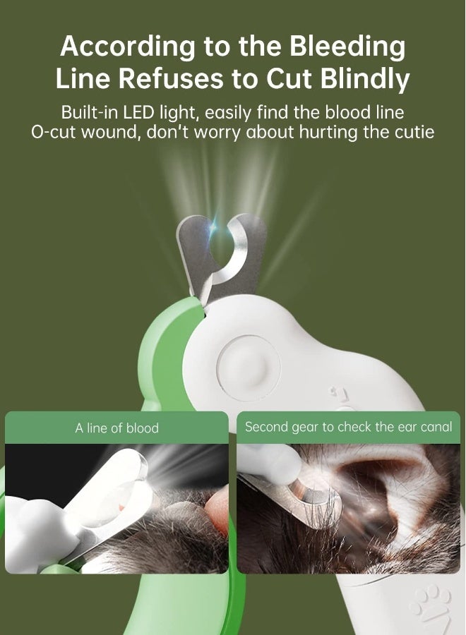 Dog Cat Pet Nail Clippers Pet Nail Clipper with Two Speed Ultra Bright LED Light For Nail Bloodline to Preventing Over Cutting With Hidden Nail File