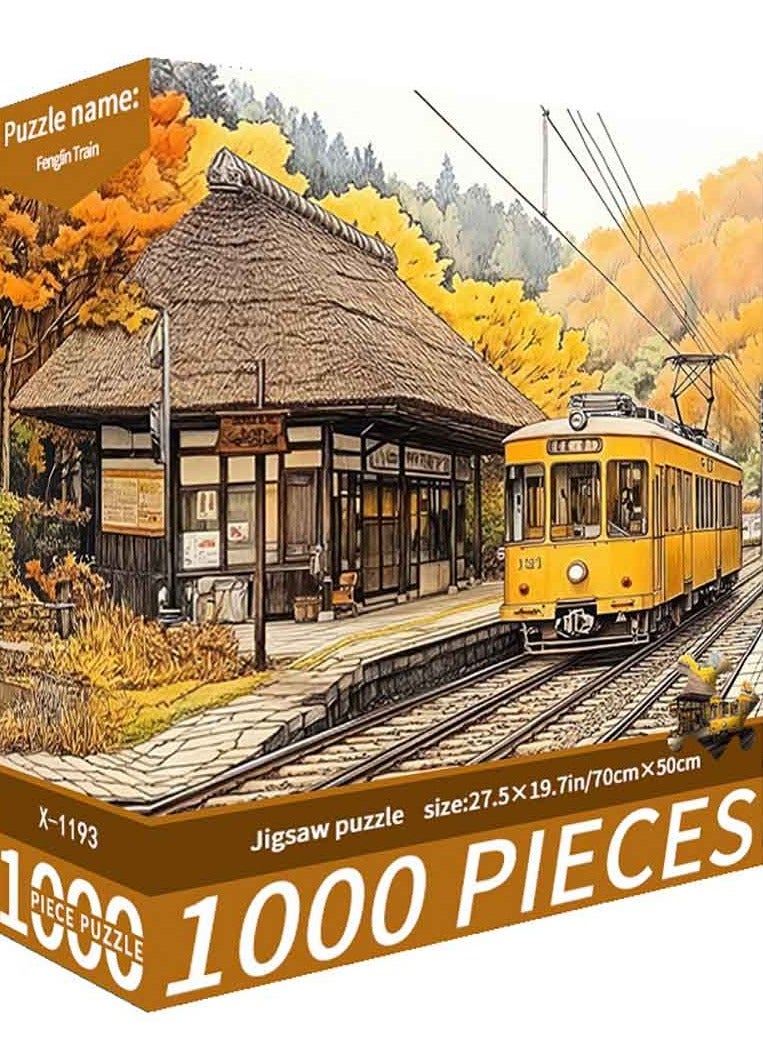 ZEPONOVA 1000-Piece Maple Forest Train Jigsaw Fun Puzzle – Challenging Brain Teaser & Stress Relief & Decorative Art for kid Early Education Development Toy Set, 700x500mm - Image 1