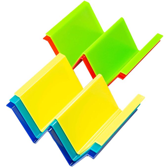TACO HOLDER STAND SET OF 5 LARGE REGULAR SIZE TACO PLATE TACO TRUCK TRAY STYLE ABS MATERIAL VERY HARD AND STURDY DISHWASHER TOP RACK SAFE