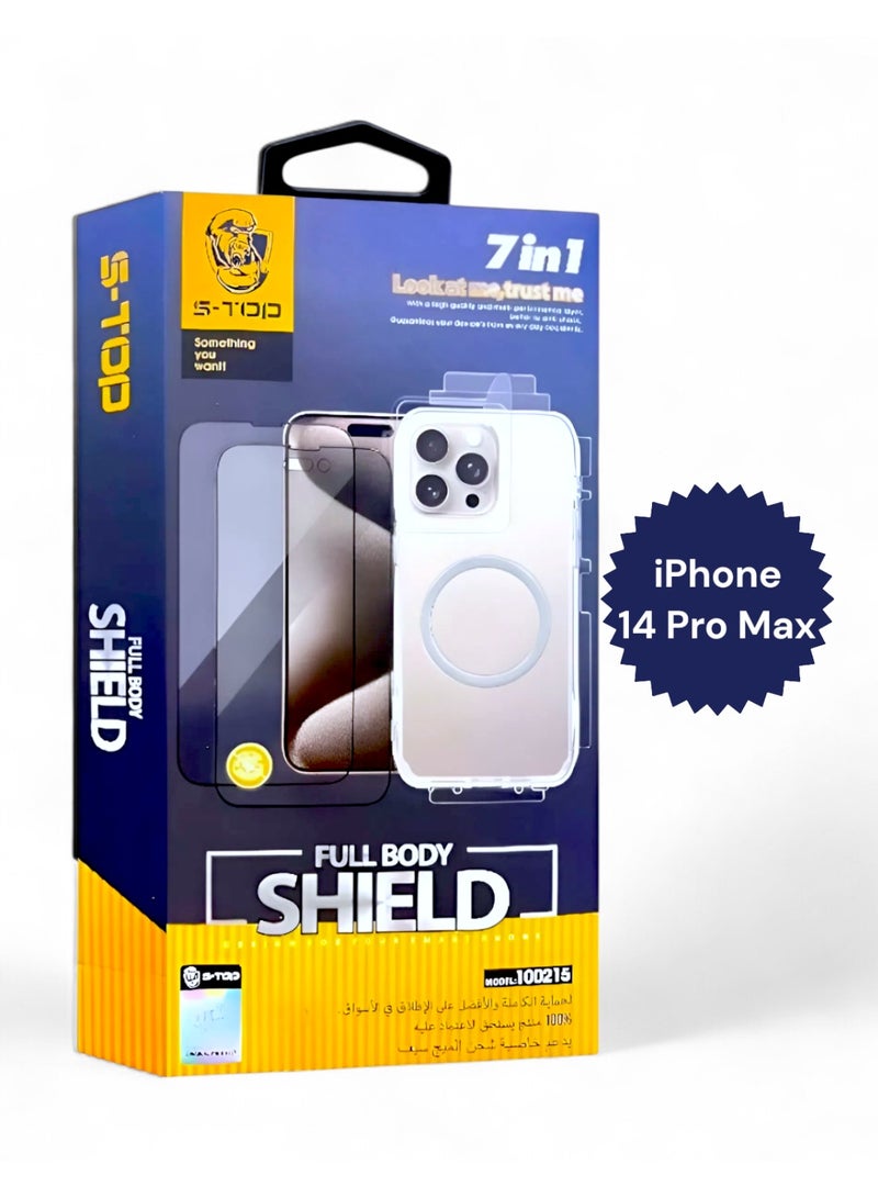 PROMASS Full protection package for iPhone 14 Pro Max, with a privacy screen protector and a case that supports wireless charging (MagSafe). Complete protection for your device against scratches and drops. The new and original package - Image 2