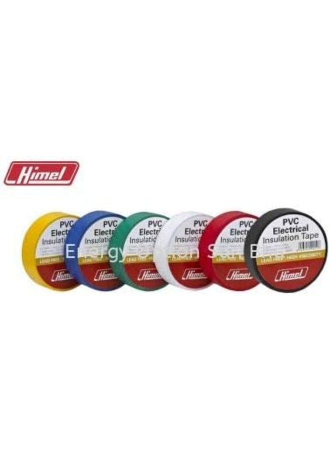 Himel - Insulation Tape, Electric Tape, Assorted Colors, 600V, 80Deg, 10Mtr / Roll (10, Yellow) - Image 1