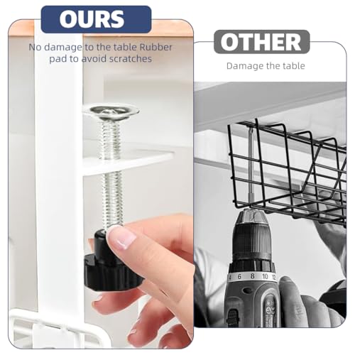 OFIFO ® No Drill Hanging Under Desk Cable Management Tray, Space-Saving Rack, Sturdy Metal Wire Organizer Basket for Office and Home Standing Desk, 40x13x15cm (White) - Image 4