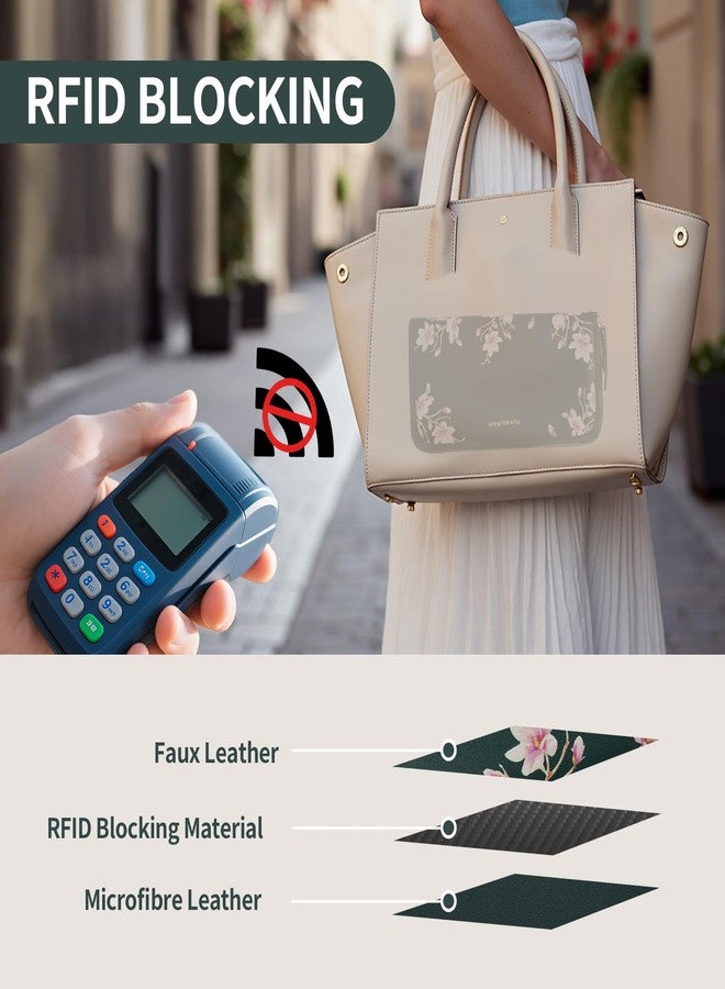 بوميلو بيست محفظة بوميلو النسائية الأفضل، مصنوعة من الجلد بتقنية حجب RFID، تتسع لعدة بطاقات ائتمان، ذات سعة كبيرة، مزودة بسحاب، لون أخضر داكن، حجم كبير - Image 5