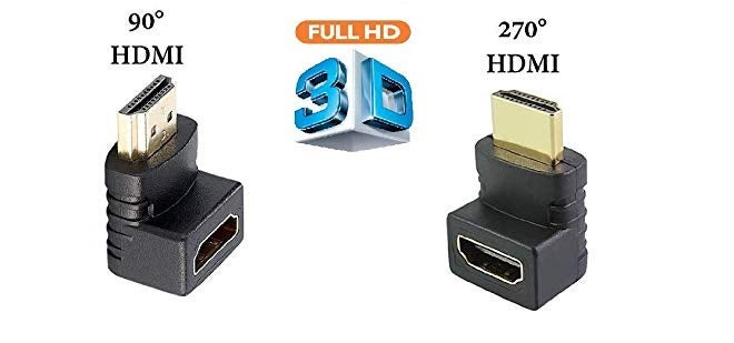 Tobo محول زاوية 90 و 270 درجة HDMI مع طلاء ذهبي محول HDMI ذكر إلى أنثى عالي السرعة لجهاز Roku TV Stick (عبوة من 2) (HDMI ذكر إلى أنثى - 270D) - TD-479H - TD-480H - Image 2