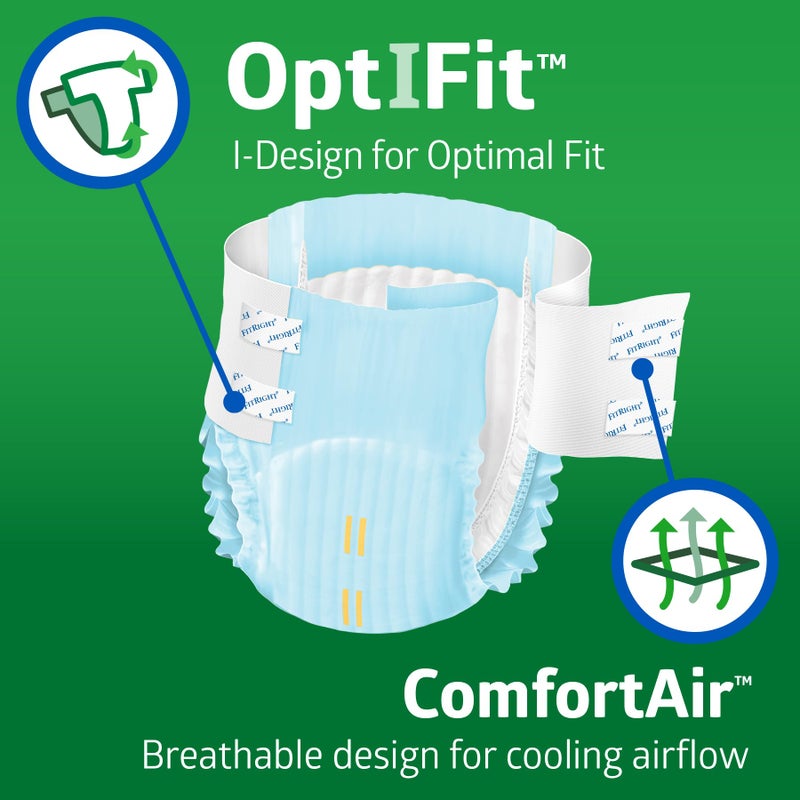 FitRight Adult Diapers, Ultra Heavy Absorbency, L (Waist Size 44in-56in), 20 Count, OptiFit Incontinence Briefs for Men and Women, Disposable, Moisture-Wicking, Leak Protection, - Image 2