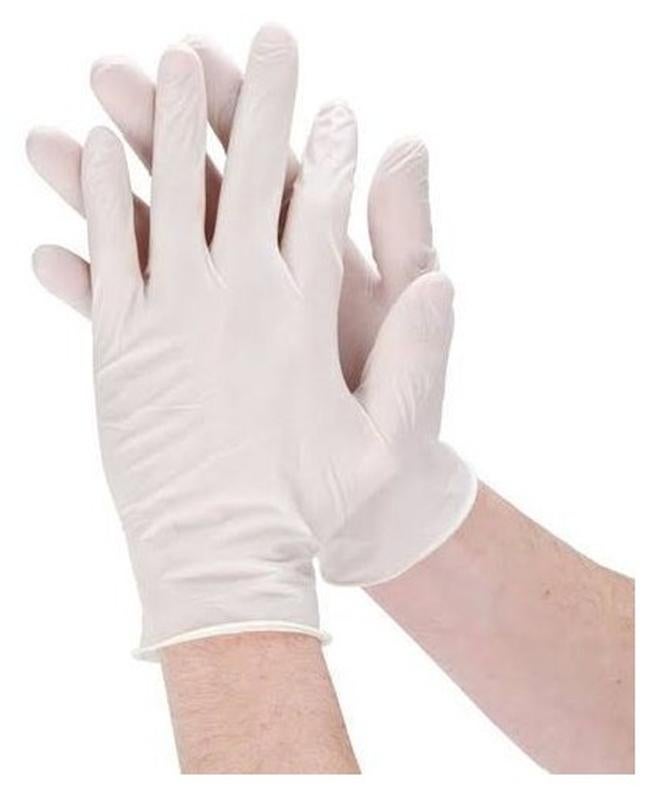 100 قطعة من قفازات اللاتكس الخالية من البودرة، أبيض كبير - Image 1