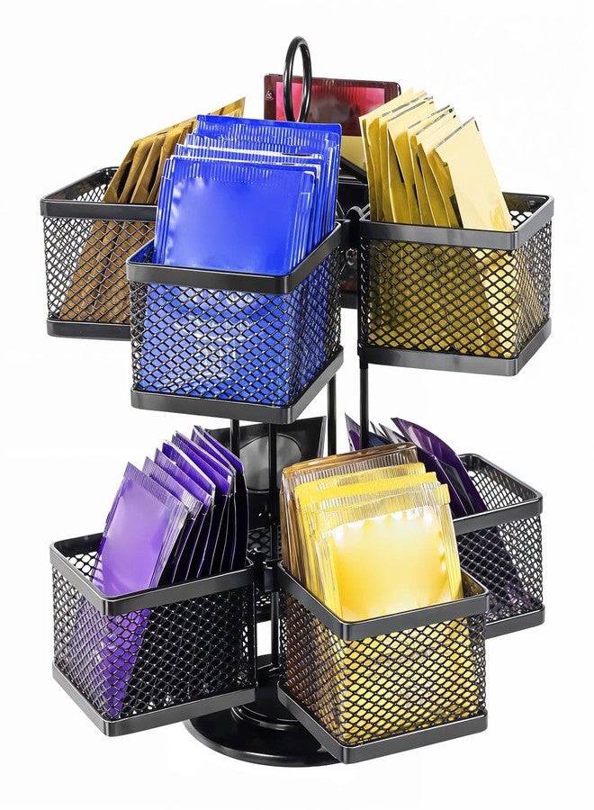 JOUTYFOR Tea Bag Organizer, Tea Bag Storage Holder Spinning Carousel 96 Teabags Container, Lazy Susan Coffee Creamer Sweetener Tea Caddy for Kitchen Counter Cabinet Pantry Shelf Organizer - Image 1