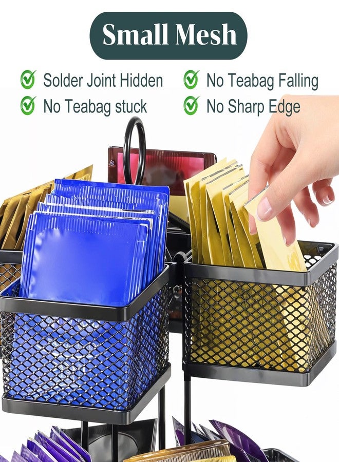 JOUTYFOR Tea Bag Organizer, Tea Bag Storage Holder Spinning Carousel 96 Teabags Container, Lazy Susan Coffee Creamer Sweetener Tea Caddy for Kitchen Counter Cabinet Pantry Shelf Organizer - Image 5