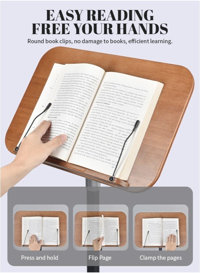 ميكسد حامل كتب للقراءة، حامل كتب قابل للرفع مع مشابك صفحات، زاوية قابلة للتعديل، مناسب لوضع الكتب وأجهزة الكمبيوتر المحمولة والنوتات الموسيقية - Image 4