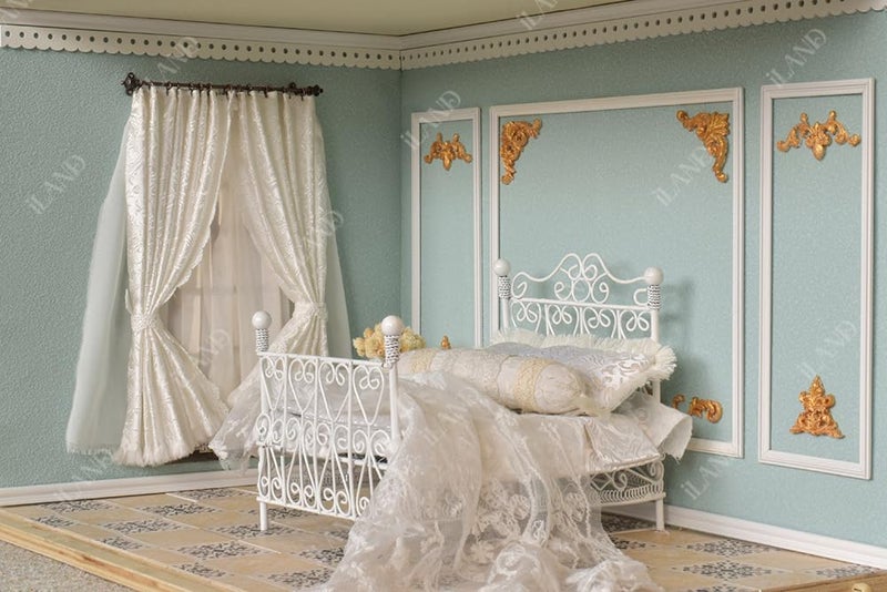 iLAND Victorian Dollhouse Furniture on 1:12 Scale, Dollhouse Bed Set 5pcs - Image 5