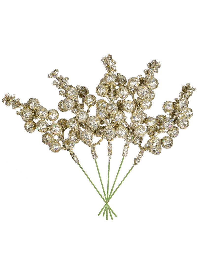 Artiflr Artiflr 14 Pack Christmas Glitter Berries Stems Clearance 78 Inch Artificial Christmas Picks for Christmas Tree Ornaments DIY Xmas Wreath Crafts Holiday and Home Decor Champagne 