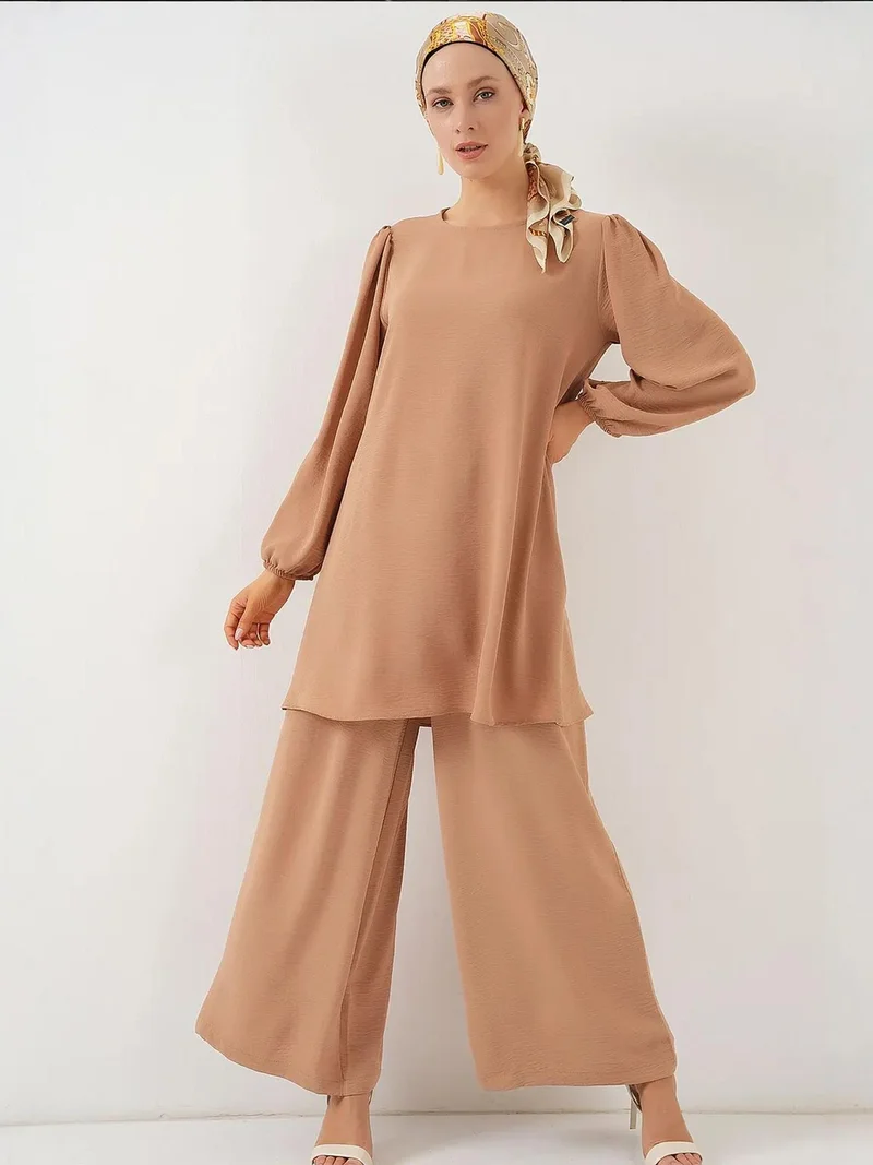 BDART Textured Long Sleeve Crew Neck Two-Piece Coord Set