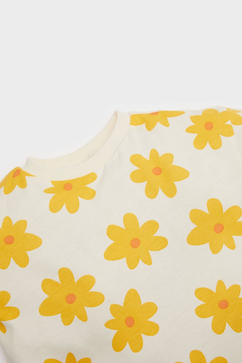 DeFacto Baby Girl 2 piece Regular Fit Crew Neck Flower Set - Image 2