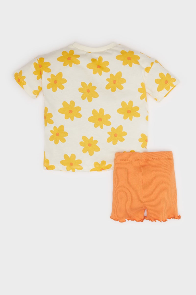 DeFacto Baby Girl 2 piece Regular Fit Crew Neck Flower Set - Image 3