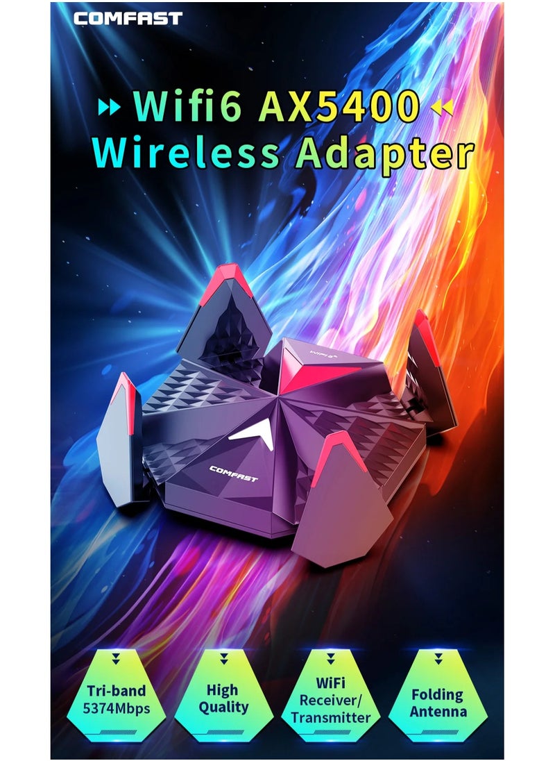 comfast 5400Mbps USB 3.0 Wifi 6 Adapter 2.4G/5G/6G Game Wi fi Receiver Dongle 4 Antena Para PC WPA3 Win10/11 Network Card Adaptador Wifi  - Image 1