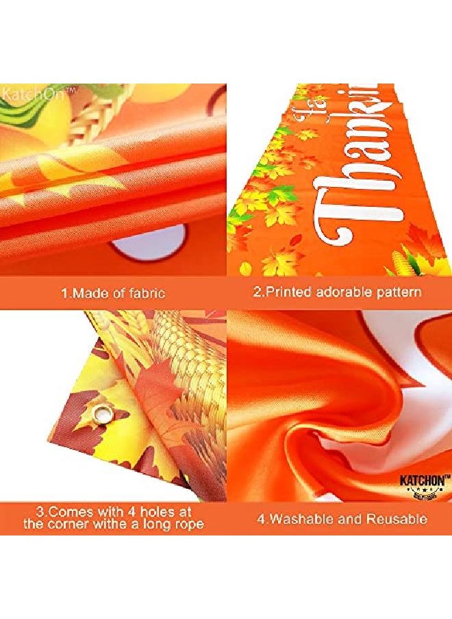 KATCHON Happy Thanksgiving Banner Thanksgiving Decorations Thanksgiving Yard Banner 120X20 Inch | Maple Leaf Turkey Fall Banner | Thanksgiving Banner Outdoor Thanksgiving Party Decorations For Home  - Image 5