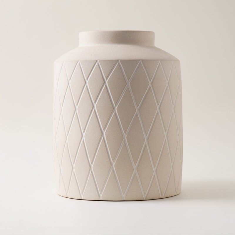 Homez Clay Stone Vase 24*24*29Cm, Offwhite