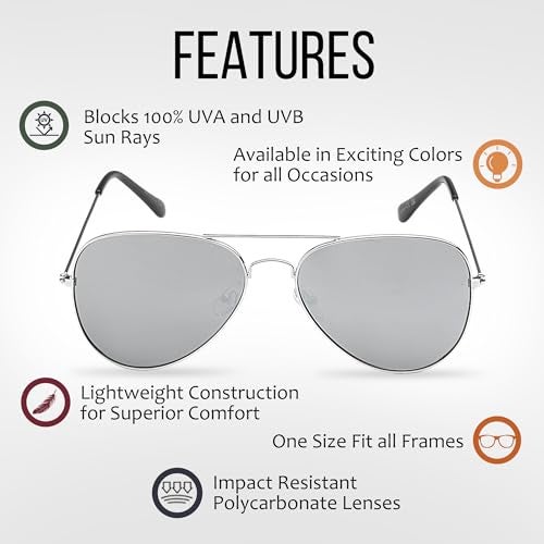 Got Shades Aviator Sunglasses for Men & Women - 100% UV Protection Classic Pilot Aviator for Mens - Sunglasses Pack of 4 - Image 3