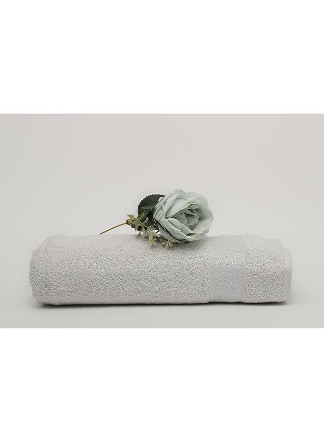 White Rose منشفة السلام - 550 غم/م² - 100% قطن تيري - شجرة استحمام 80x160 سم - لمسة فاخرة - تجفيف سريع - ماصة فائقة - فضي - Image 1