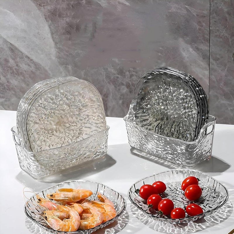 8 Pieces Serving Plate Set with Stand, Glass Dishes for Sali, Fruit, Dining, Daily Use, Hotel& - Image 1