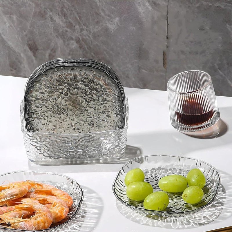 8 Pieces Serving Plate Set with Stand, Glass Dishes for Sali, Fruit, Dining, Daily Use, Hotel& - Image 3