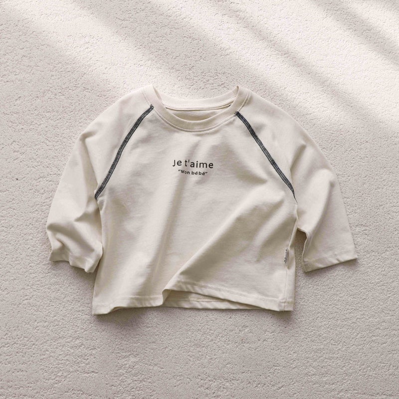 Boys' New Long-Sleeved Simple Letter T-Shirt Baby Girl'S Korean-Style All-Match Base Outer Wear Casual Top - Image 5