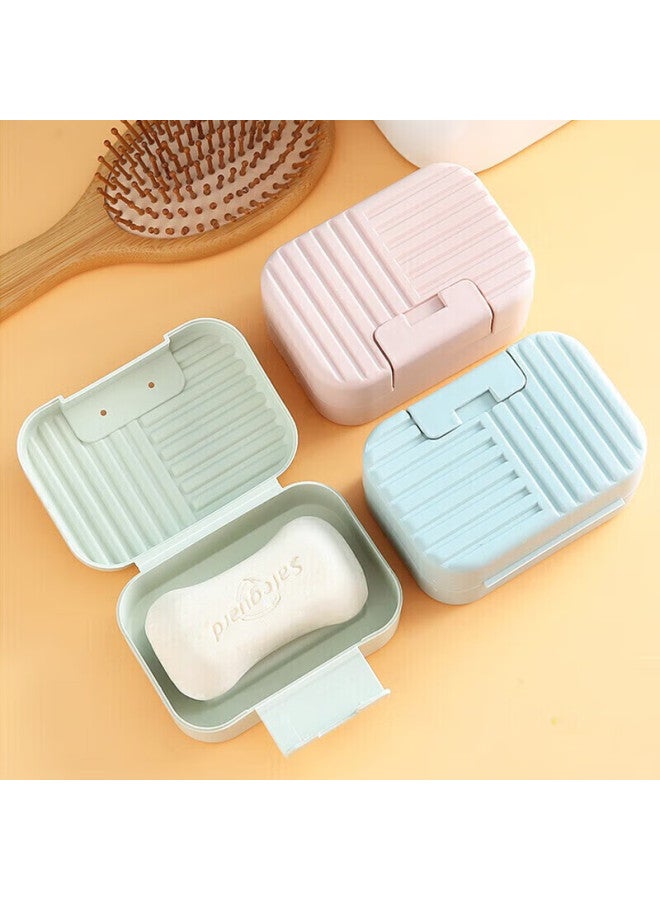 Forty thousand kilometers 40,000 Km Soap Box Mini Sealed Household Soap Holder Soap Rack Travel Portable Soap Box Sw2008 Striped Blue  - Image 2