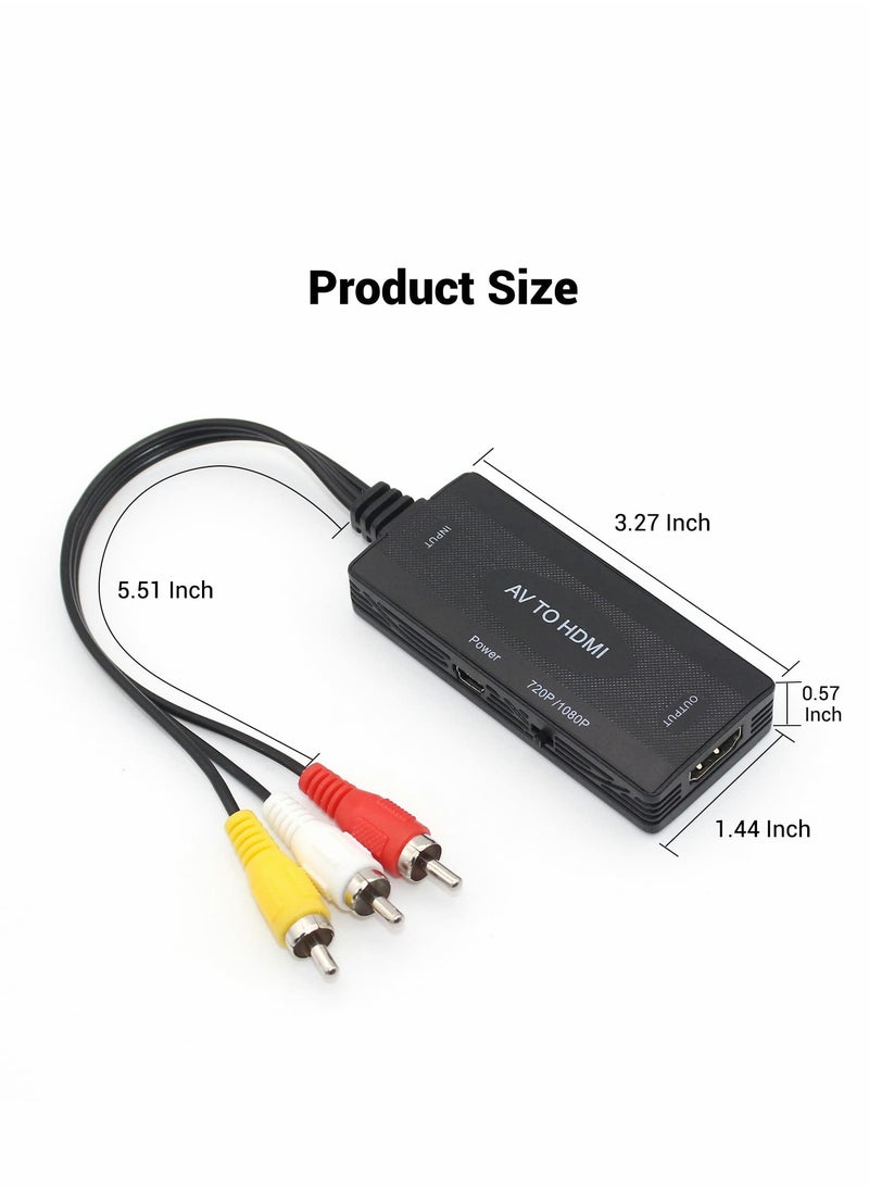Generic - RCA to HDMI Converter, AV to HDMI Adapter, Support 1080P PAL/NTSC Composite Video Audio Converter for WII, WII U, PS One, PS2, PS3, STB, Xbox, VHS, VCR, Blu-Ray DVD - Image 1