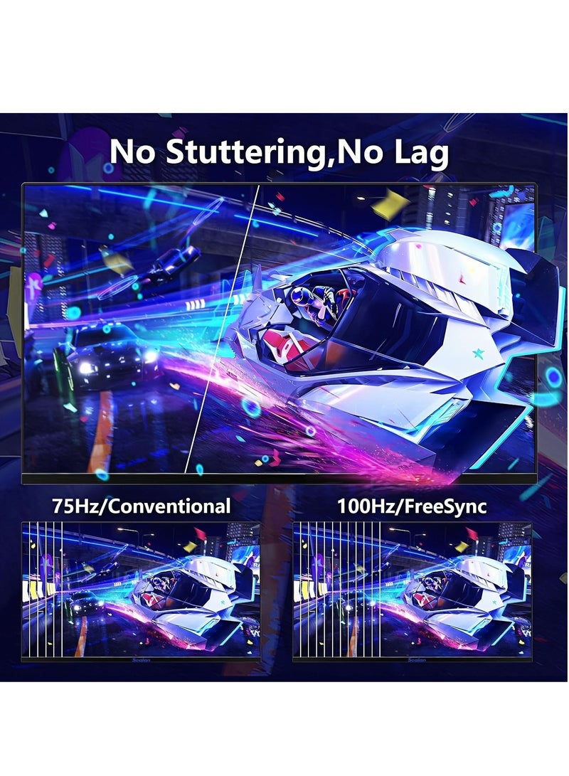 FlashHawk 24 inch IPS Computer Monitor 100Hz | RGB LED Backlighting | 1920*1080 1ms Response Time | 99% sRGB | HDMI/VGA | 75x75mm VESA Mount | 300 nits Brightness - Image 4