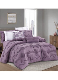 Hours comforter set made of soft silky fabric with a modern distinctive and prominent pattern that satisfies all tastes 8 pieces king size