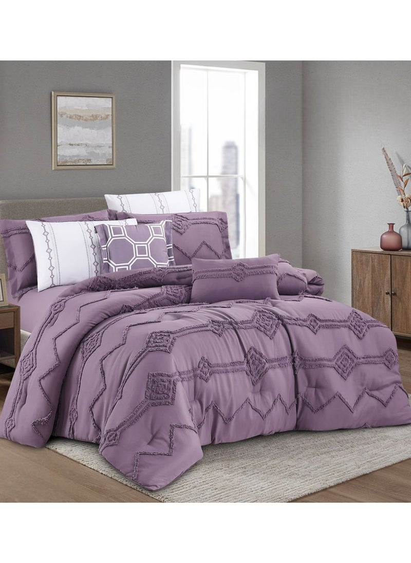 Hours - Hours comforter set made of soft silky fabric with a modern distinctive and prominent pattern that satisfies all tastes 8 pieces king size - Image 1