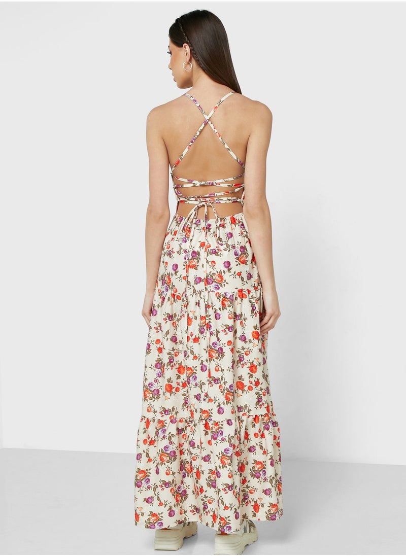 Ginger - Cutout Back Detail Printed Dress - Image 1